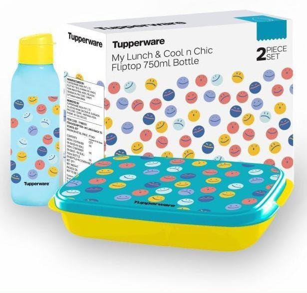 Tupperware Plastic Lunch Box Set, 2 Pieces, Multicolor - 750 Ml