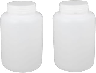 Aexit 2Pcs 2000ml Flasks Plastic Wide Mouth Round Seal Liner Reagent Bottle Sample Cell Culture Flasks Bottle White