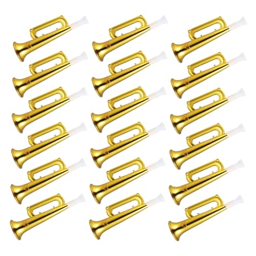 Hohopeti 18 Piezas Bocinas Doradas para Animar Deportivos y Fiestas Trompetas de Plástico Portátiles para Conciertos al Aire