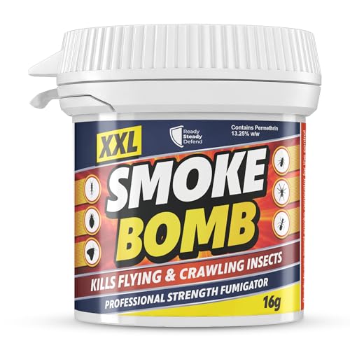 XXL Insect Smoke Bomb 16g (Pack of 1) Fast-Acting Formula for Fleas Bed Bugs Cockroaches Ants and Spiders Smoke Treatment for Homes Rooms and Living Spaces Non-Staining