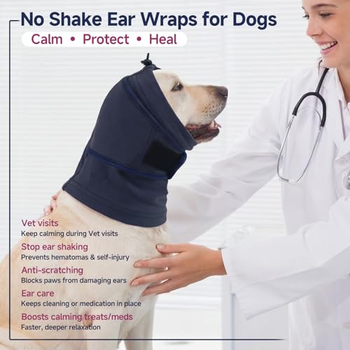 Image of Nanaki Dog Ear Muffs for Fireworks&Thunderstorm,Dog Ear Covers for Bath | Soft Head Wrap For Ear Hematoma, for Vacuum,Grooming,Vet Visit, Adjustable Quiet Ears for Dogs Noise Protection,Neck Warmer
