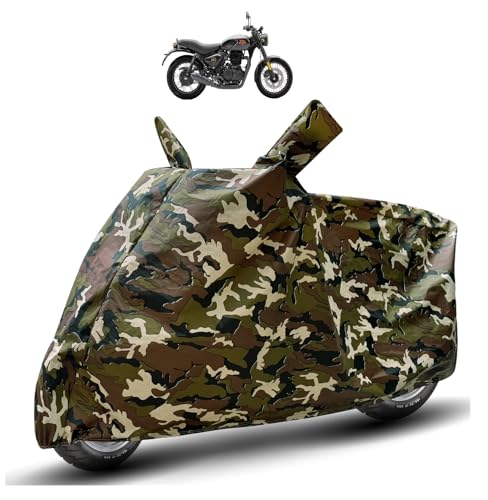 Image of Auto Hub Waterproof Bike Cover Compatible with RE Hunter 350 Dustproof, UV Protection Two Wheeler Bike Hunter 350 Cover - Army Print