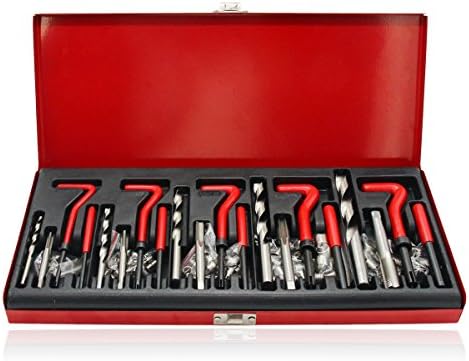 Raomdityat 131 pcs Professional Damaged Thread Repair Kit Tool Automotive M5-M12 HeliCoil
