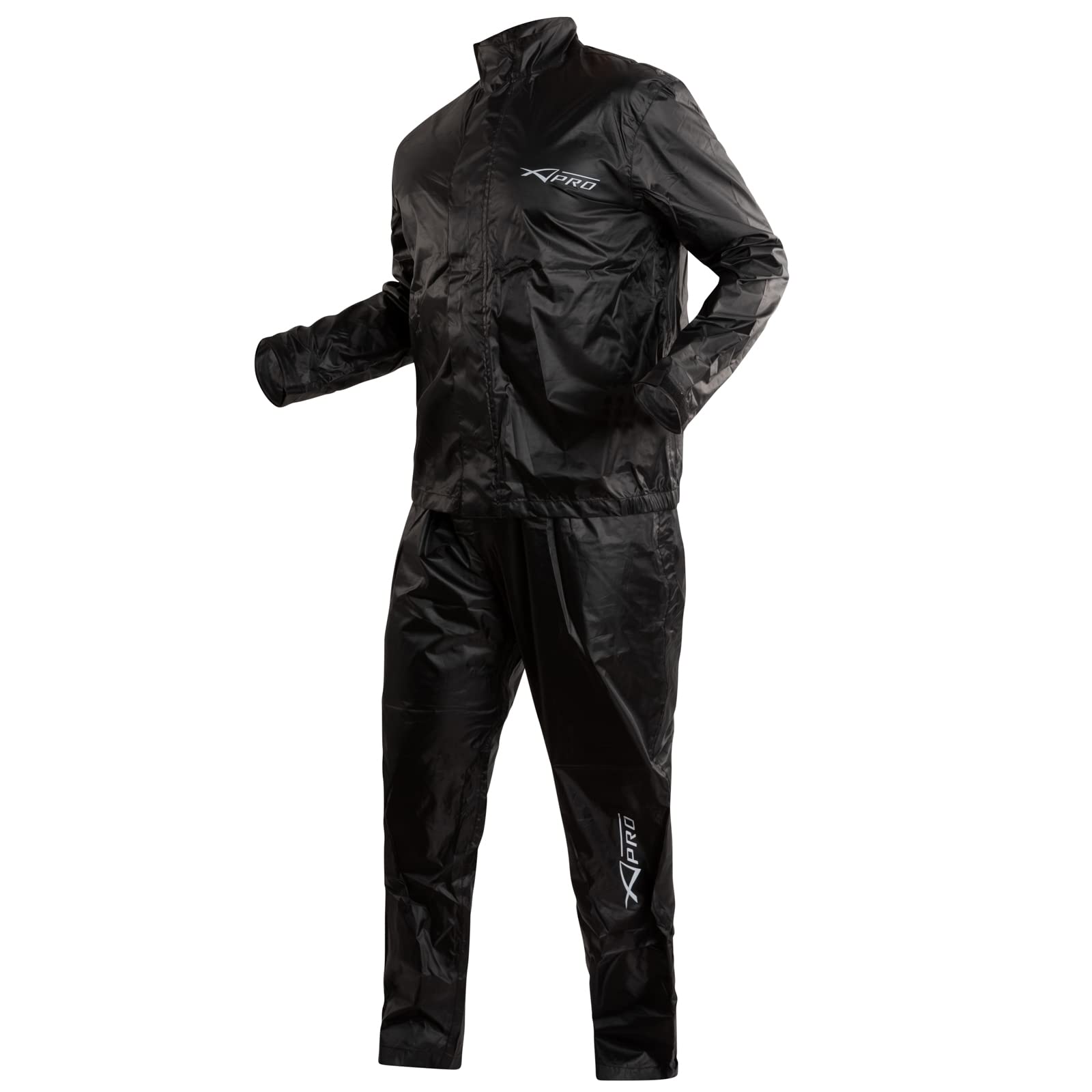 A-Pro Tuta Giacca Impermeabile Antipioggia Moto Pantaloni Antiacqua Scooter Nero 3XL