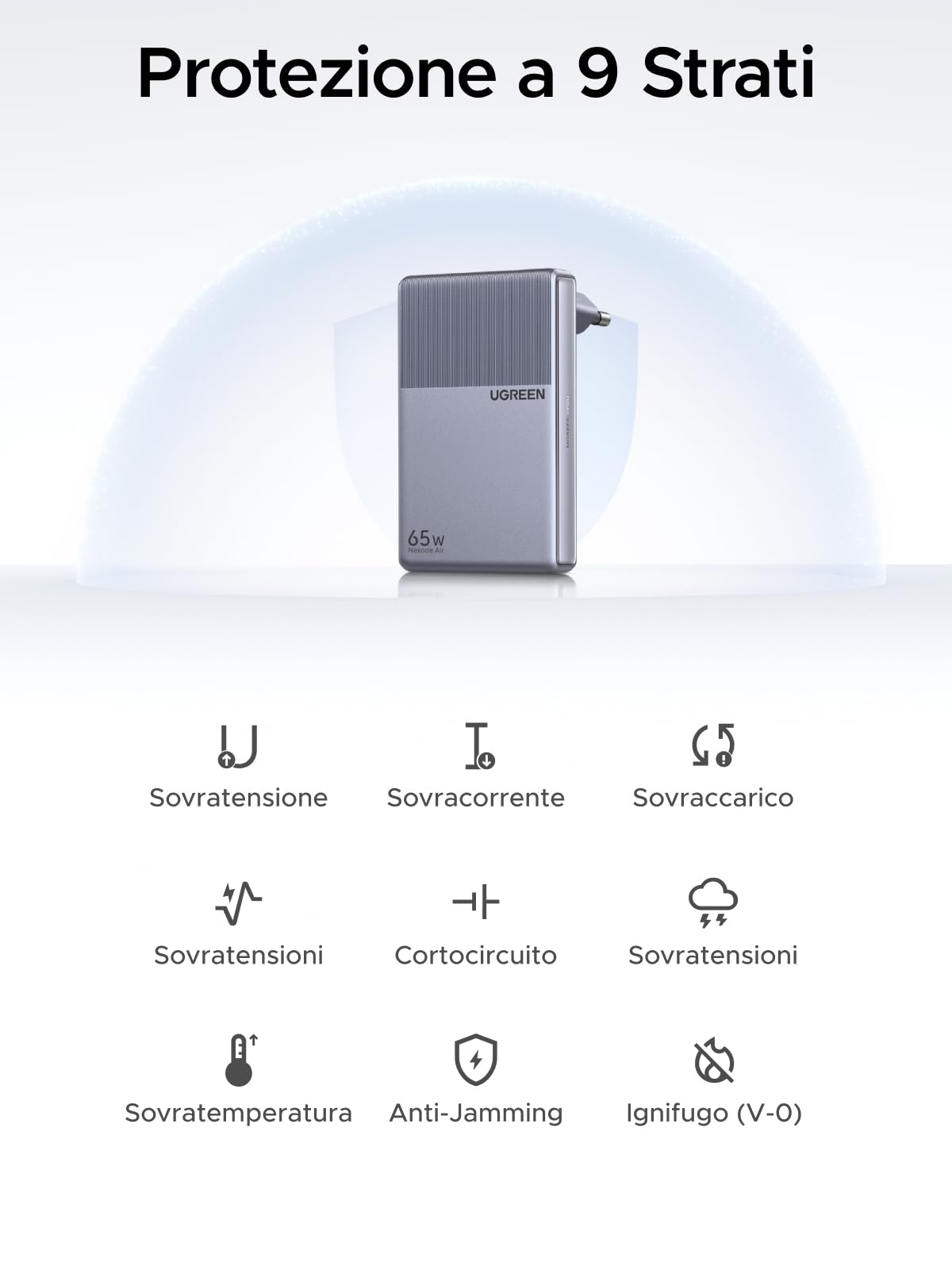 UGREEN Nexode Air 65W Caricatore Ultra Sottile Adattatore Caricabatteria | 3 Porte PD 3.0 PPS 25W Compatibile con iPhone 17 Pro Max Air 16 15 14 13 Galaxy S26 25 24 Pixel 10 Pro iPad Steam Deck