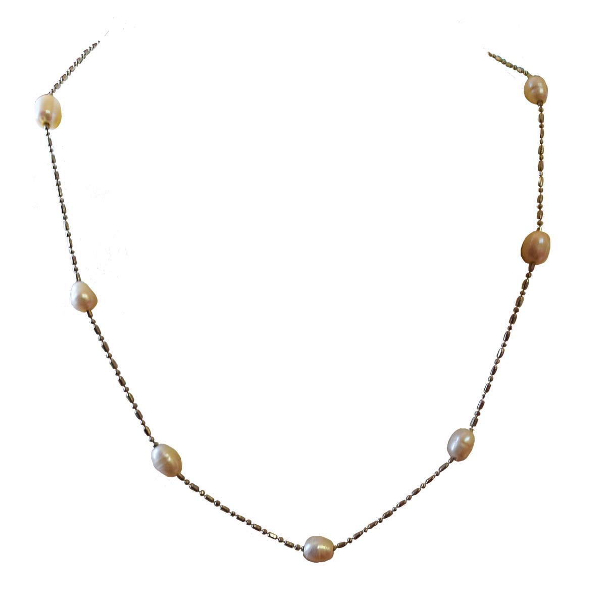 SURATDIAMOND Real Rice Pearl & Silver Plated Chain for Women | Exquisite Indian Craftsmanship | Elegant, Versatile, and Timeless Necklace (B00JOFPY2Q) Amazon Price History, Amazon Price Tracker