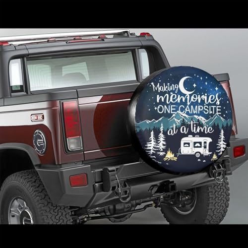 Image of Making Memories One Campsite Spare Tire Cover-Cute Funny Waterproof Universal Spare Wheel Tire Covers Fit for Rv SUV Truck Camper Travel Trailer Accessories,16 inch
