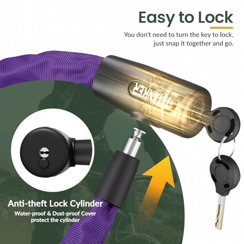 Image of Titanker Bike Chain Lock with Keys, 3.3 Feet Security Heavy Duty Anti-Theft Bicycle Chain Locks for Bike, Motorcycle, Bicycle, Door, Gate, Fence, Grill (6mm, 8mm, 10mm Thick Chain)