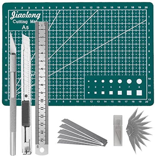Fengirl Precision Carving Craft Hobby Knife Suit 1 Exacto Knife 11 Stainless Steel Exacto Blades One 15Cm Steel Ruler A5 Pvc Cutting Board 1 Art Knife 10 Blades #TOP3