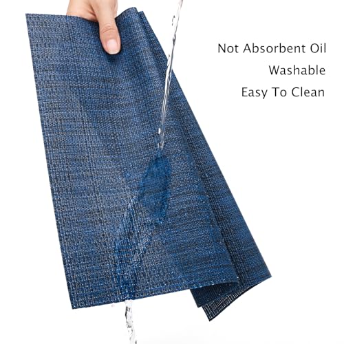 Myir Tovagliette Americana Plastica Lavabili, Set di 6 Tovagliette Non-scivolose Resistenti al calore, Tovaglietta Americane per Tavolo da Cucina 30X43.5cm(Blu Scuro) - immagine 3