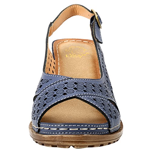 Alexis Leroy Block Heel Cut-Out Vamp Peep Toe Slingback Women's Sandals3