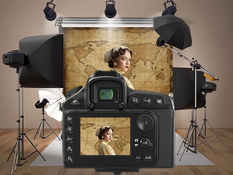 Fondo fotográfico mapa vintage 5x3ft poliéster marrón miniatura 4