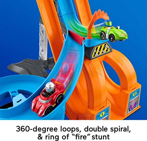 Fisher-Price Little People Toddler Playset, Hot Wheels Racing Loops Tower, Spiral Racetrack With Stunt Ramp And Sounds #TOP3