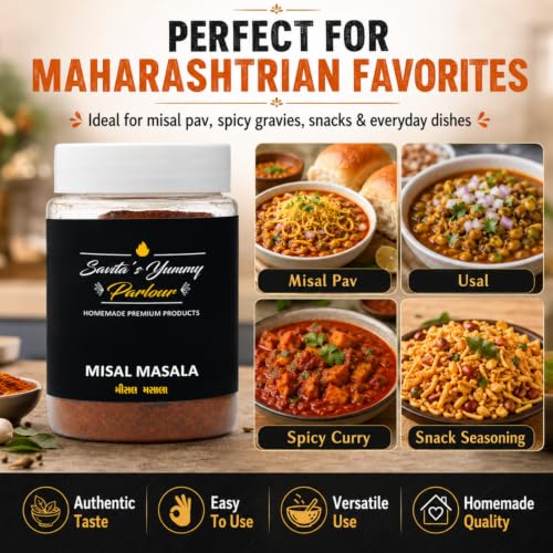 Image of Savita's Yummy Parlour Misal Masala - 100g | Authentic Maharashtrian Spice Blend | Homemade Premium Masala for Spicy & Flavorful Misal