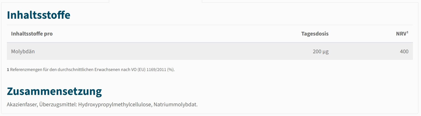 NatuGena Molybdän 200 Natriummolybdat, 200µg Molybdän pro Tagesdosis, Stoffwechsel schwefelhaltiger Aminosäuren, 120 Kapseln (120 Tage Packung)
