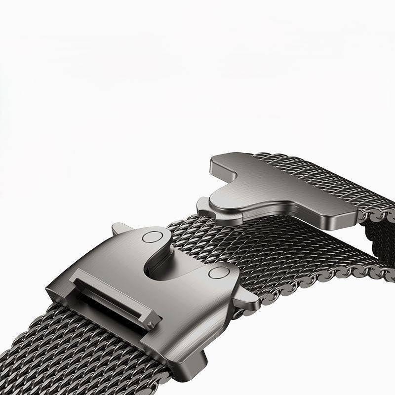 Milanese Mesh Loop Compatible with Apple Watch Band Ultra 2/Ultra 49mm 46mm 45mm 44mm Men Women, Designer Parachute-Style Metal Buckle Adjustable Strap for iWatch SE Series 10/9/8/7/6/5/4