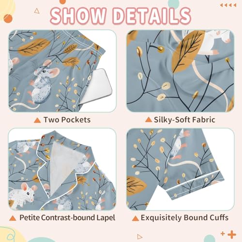 Animal Mouse Leaves Pajamas Set Summer Button Down Sleepwear Pjs Sets Comfy Loungewear3