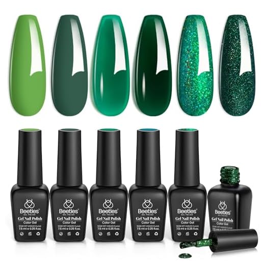 Conjunto de esmalte em gel Beetles Carnival Evergreen – 6 peças de esmalte em gel brilhante verde brilhante para Natal lâmpada de unhas Abacate Verde Escuro Kit de Unhas de Gel para Unhas de Ano de Arte de Unhas Presentes para Mulheres