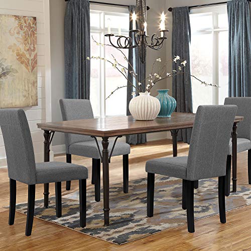 Furmax Dining Chairs Urban Style Fabric Parson Chairs Kitchen Living Room Armless Side Chair with Solid Wood Legs Set of 4 (Gray)