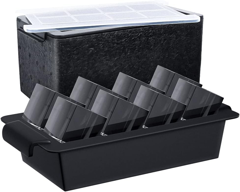 Image of KARP Crystal Clear Ice Cube Maker Tray with Insulated Box & Lid, Large Square Ice Mold for Whiskey, Cocktails, Scotch, Bourbon & Cold Drinks, Reusable BPA Free Ice Cube Tray