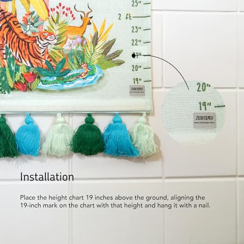 Image of ZOOKEEPER Height Chart for Kids (19 inch-72 inch) Premium Canopy in Kanha Durable Cotton Wall Hanging Growth Measuring Ruler for Baby Room, Nursery and Playroom Cute Home Wall Decor and Perfect Gift for Boys and Girls