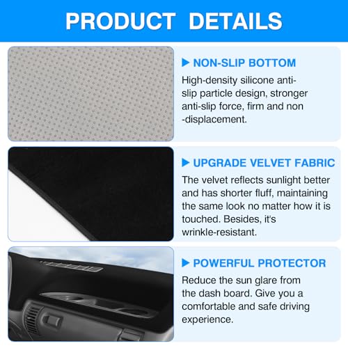 Image of Autorder Dashboard Cover Mat for 1995 1996 Chevy Chevrolet Silverado C /K 1500 2500 3500&Tahoe&Suburban /GMC Sierra&Yukon Pickup Truck Accessories Dash Cover Upgrade Velvet Dash Mat