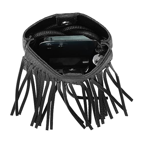 Image of Women Leather Fringe Messenger Bag Mini Hobo Crossbody Tassel Shoulder Bags
