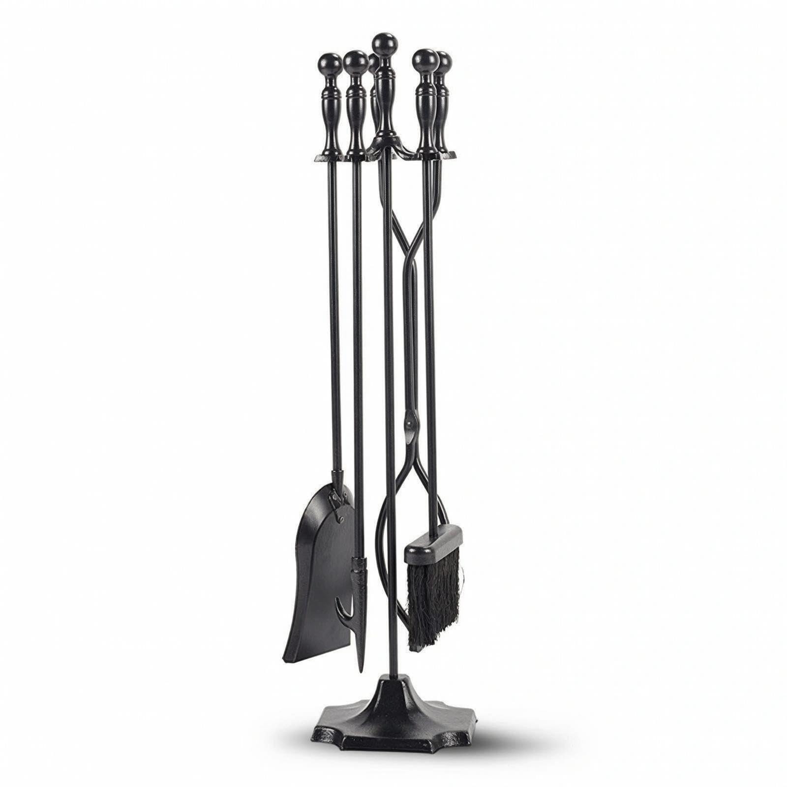 4 Pieces Fireplace Tool Set with Complete Stand Black Fireplace Tool Set with Poker Solid Hardware for Homeowners, Hearth-picture-32