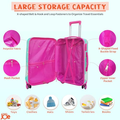 Image of JUNIOR JOE 20 Inch Kids Suitcase with 4 Wheel Travel Trolley Bag (4 Day Trip) (Blue)