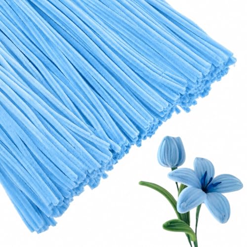 Image of Pipe Cleaner for Craft - 100PCS, Chenille Stems, Fuzzy Sticks for Flower Making (Sky Blue)