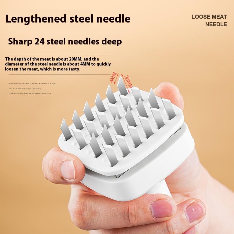 Meat Tenderiser Pin Tool Stainless Steel Pin Manual Steak Hammer Tool, Meat Loosening Pin for Kitchen Cooking Chicken Breast Steak, Pork, Chicken, Fish, Beef (White)