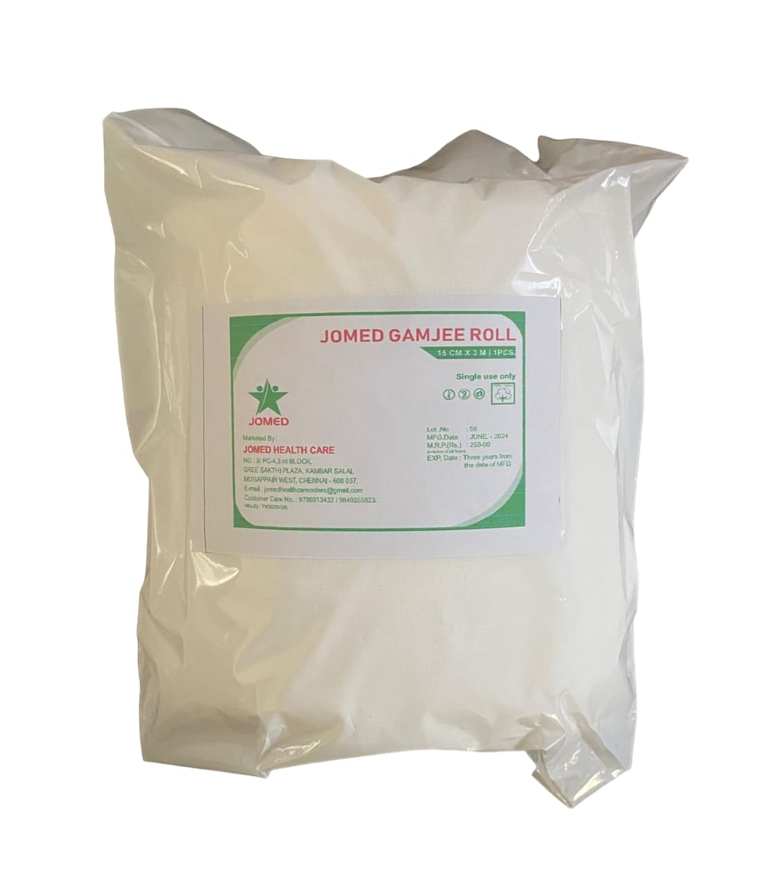 JOMED - GAMJEE ROLL Non-Sterile Gamjee Roll 15 cm x 3 mts - (Pack Of 4)