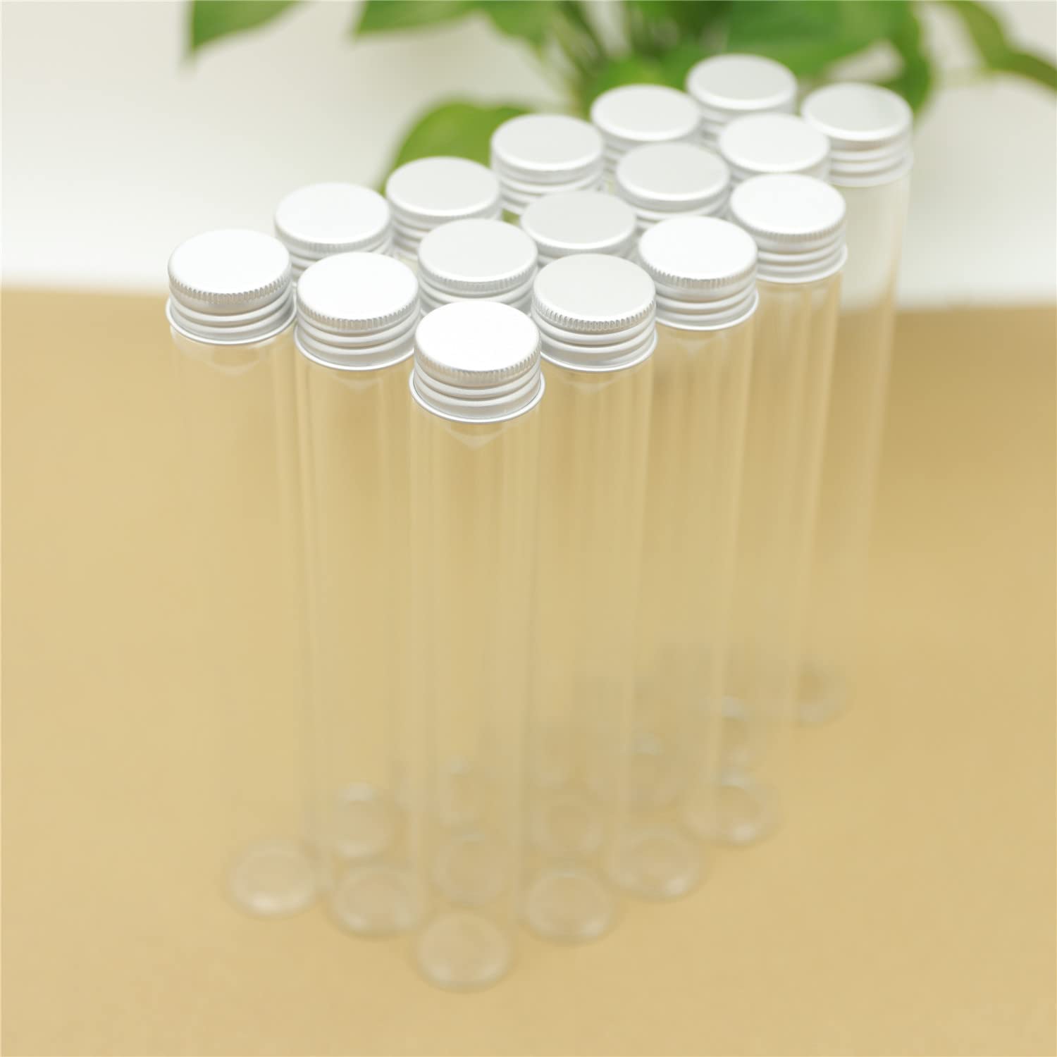 Glasreagenzgläser, 6 Stück 20 x 30 200 mm 110 ml Glasflasche Reagenzglas mit Aluminiumkappen Glasgefäße Fläschchen Parfümflasche