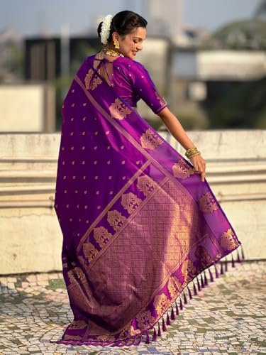 Image of SGF11 Women's Kanjivaram Pure Soft Silk Saree With Unstitched Blouse Piece