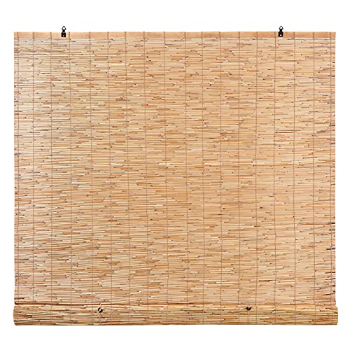 Bamboo Reed Cordless Light-Filtering Shades Manual Roll-Up Reed Window Shades Roman Blinds for Indoor Windows by Forever Bamboo, Made of Natural Reed, 72 in W x 72 in H