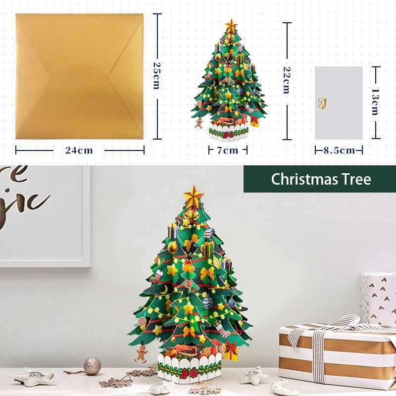 Fassory 3D Pop up Decorative Christmas Card, Handmade Christmas Tree Card (Christmas Tree), Multicolor - Image 3