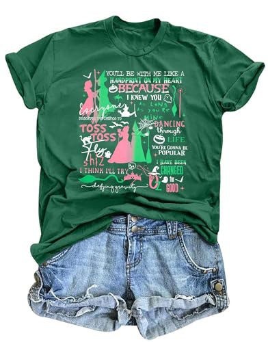Musical Shirt for Women Witch and Princess T Shirt Changed for Good Tee Musical Movie Short Sleeve Tops Green