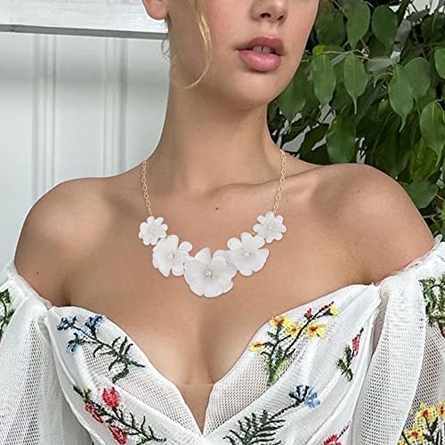 Flyonce Flower Collar Necklace, Floral Flowers Statement Summer Beach Chokers Necklaces for Women3