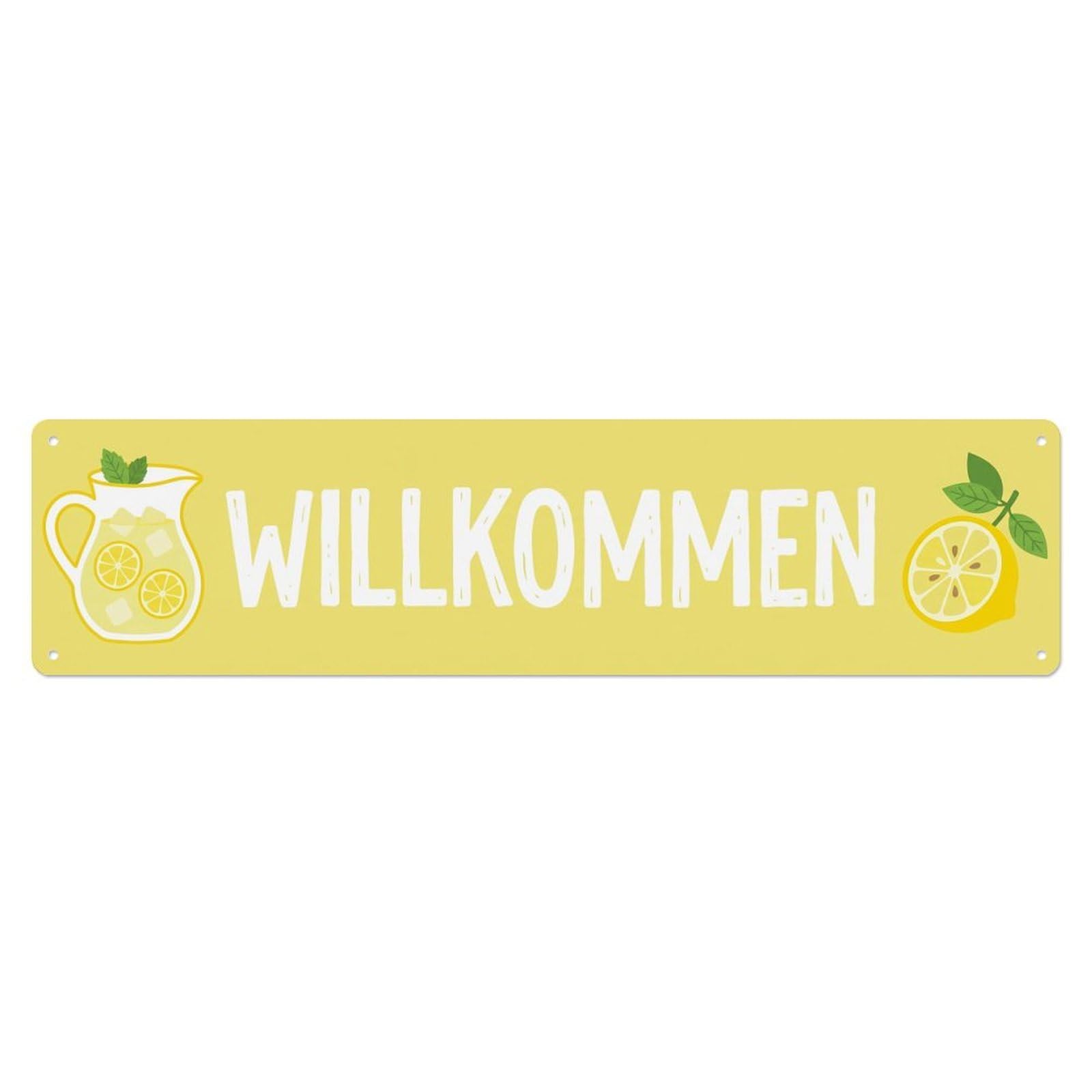 Pale Yellow Lemonade Stand Market Welcome Metal Tin Sign Plaque Wall Decor for Cafe, Club Bar, Office, Home Garden Metal Poster 4x16Inch