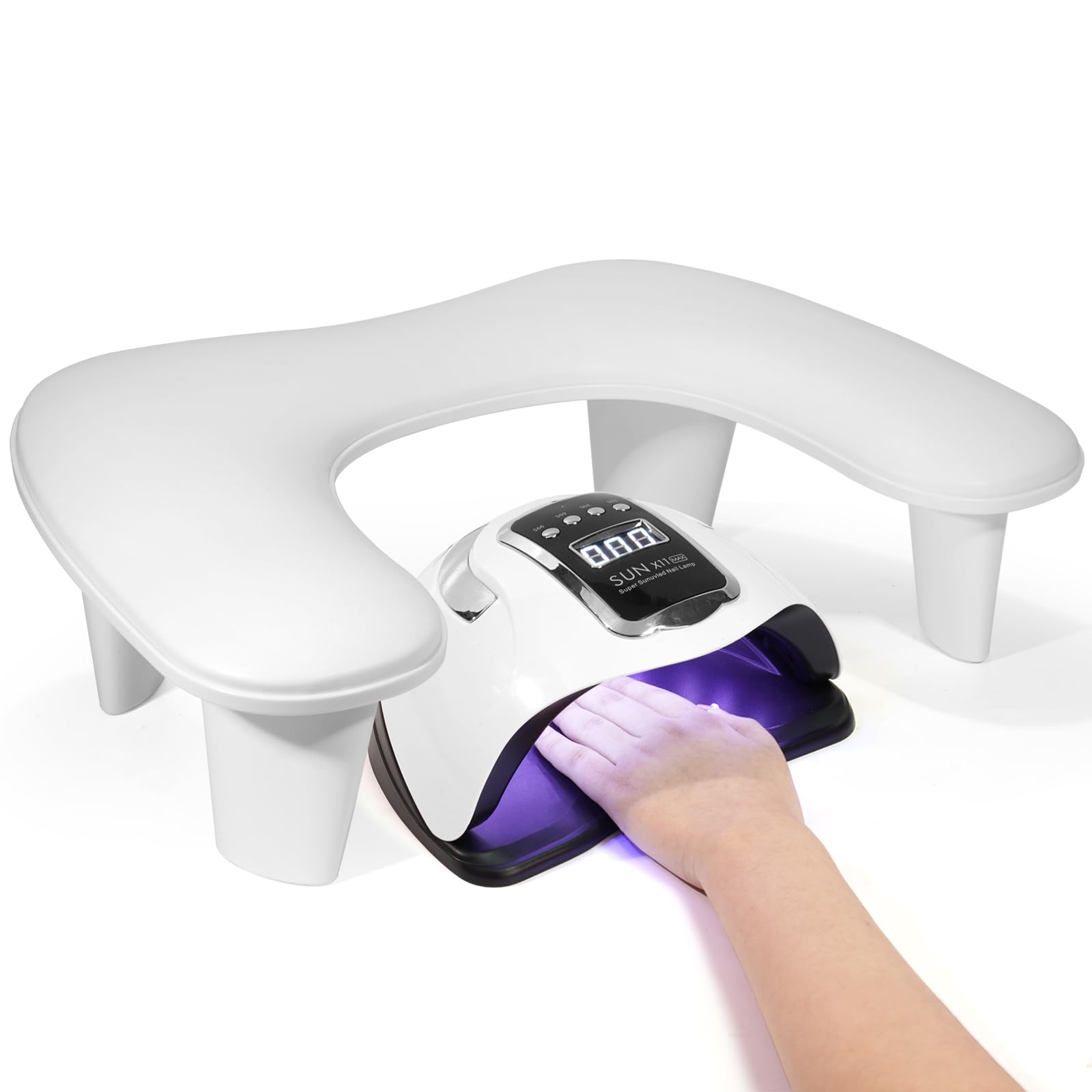 Arm Rest for Nails Tech: U-Shaped Manicure Nail Arm Rest Stand Big White Armrest Microfiber PU Leather Hand Rest Pillow for Acrylic Nail Cushion