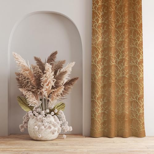 Image of Homefab India Velvet Curtains Room Darkening - Window 5 feet, Pack of 2 Panels, Beige