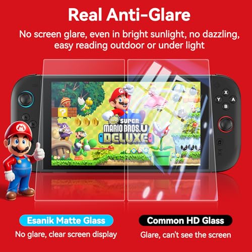 Esanik 2 Pack Matte Glass Screen Protector for Nintendo Switch 2 (2025-7.9inch),Anti-Glare & Anti-Fingerprint,Anti-Reflection,Bubble Free, Smooth as Silk, 9H Glass Screen Cover - Image 3
