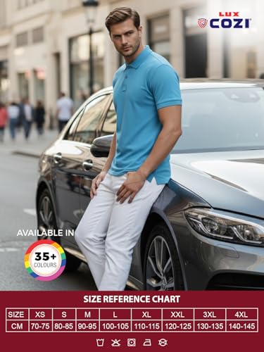 Image of Lux Cozi Men's Cotton Solid Polo Tshirt | Collar Tshirts | Half Sleeves | Stylish & Premium All Day Wear | Pack of 1