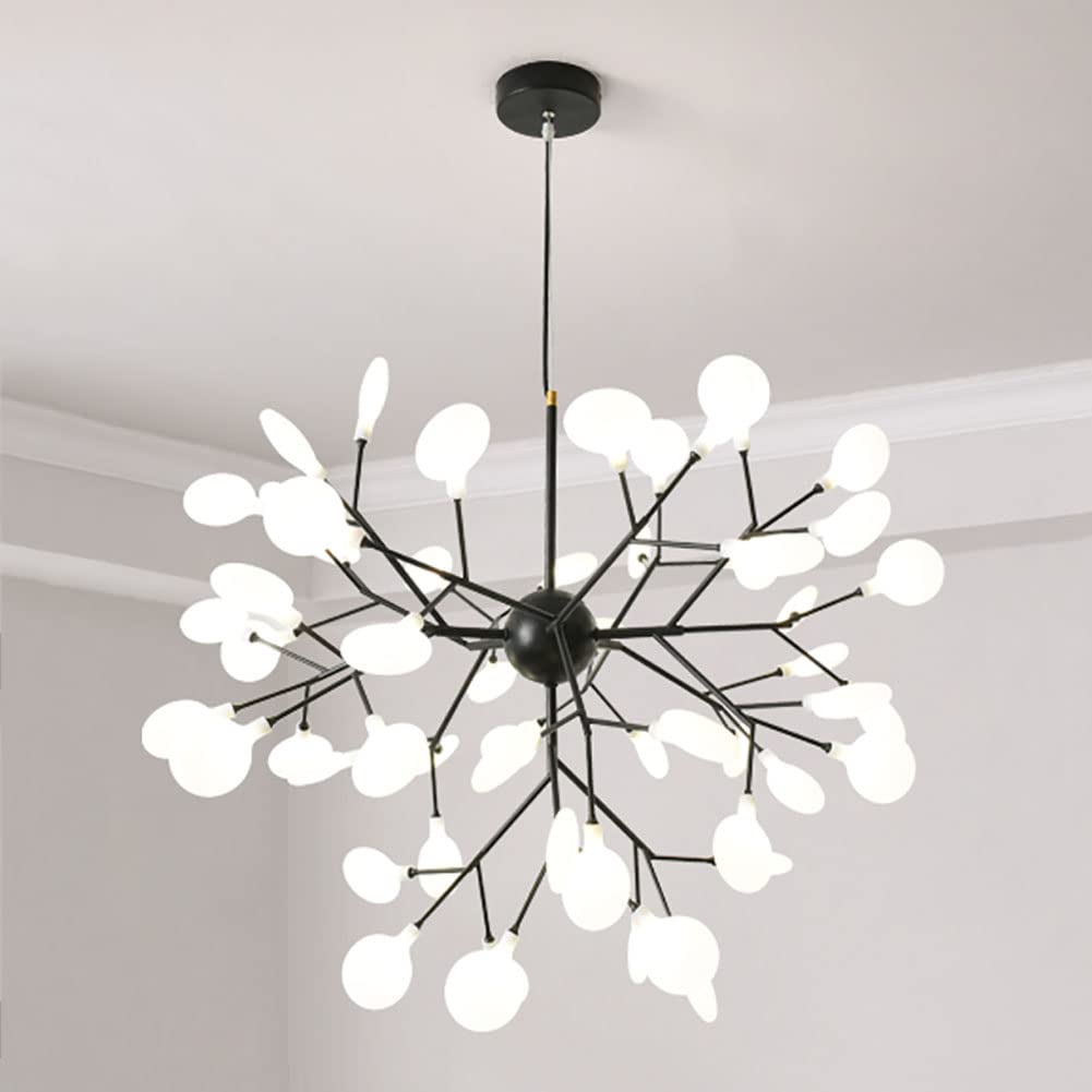 Lustre suspendu moderne Spoutnik 54 lumières noir avec ampoules G4