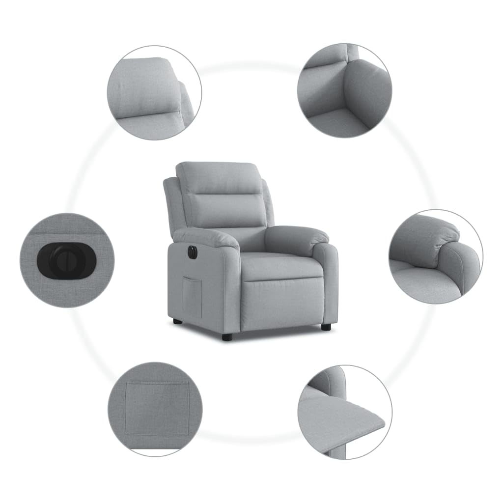 Rantry Poltrona Elettrica Reclinabile Grigio Chiaro in Tessuto,Mobile Sedia da Massaggio Poltrona Relax Tutto Il Corpo, Poltrona Massaggiante Poltrona Reclinabile Relax m