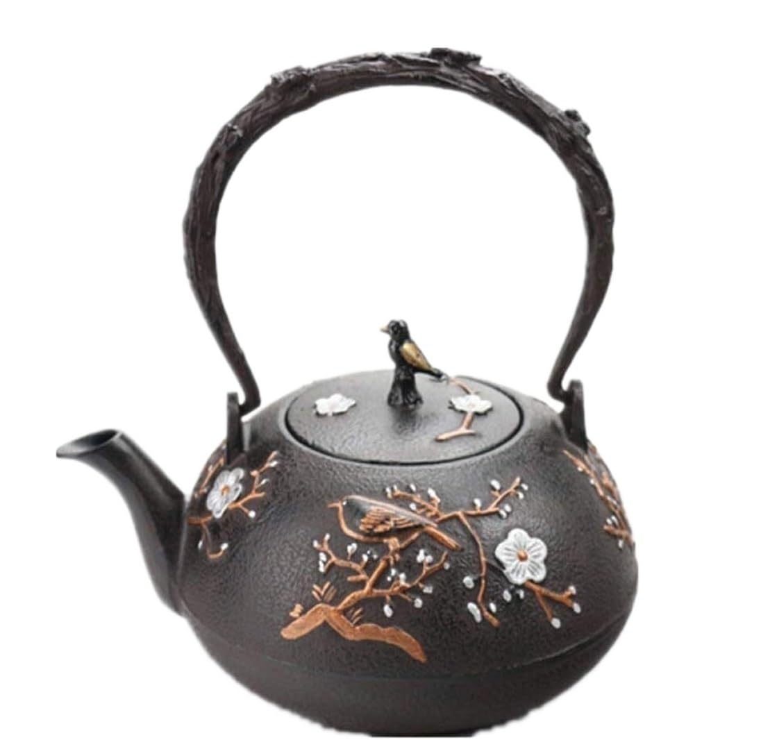 Tetera Tetera De Hierro Fundido para Estufa con Revestimiento Seguro Interior Esmaltado, Japonesa Acero Inoxidable Vajilla Cocina