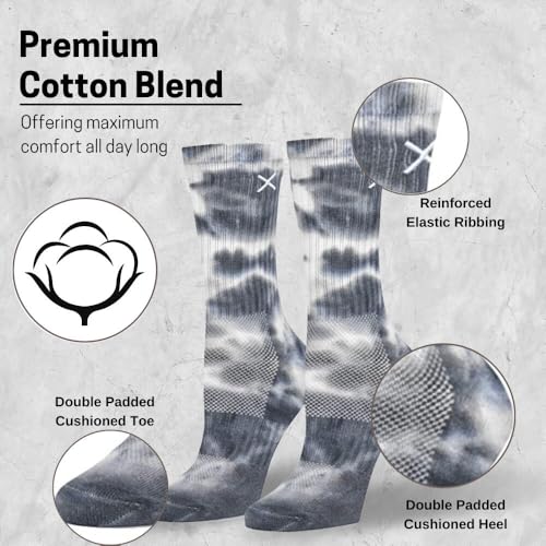 Image of Odd Sox - Basix Unisex Tie Dye Collection Crew Socks - Soft Cotton Blend, Breathable Cushioned Fit, Medium & Large Sizes
