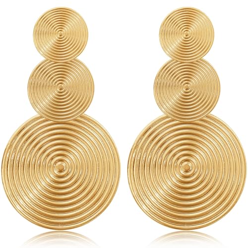 YEAMLTE Redonda Pendientes Mujer, Pendientes Largos Mujer, Pendientes Colgantes de Redondo, Aleación, Dangle, EARRING, Fiesta, Regalos de Joyería para Mujeres para Cumpleaños y Festividades (B)