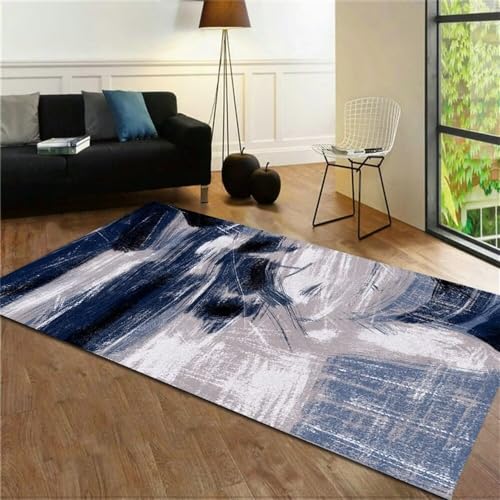 Tapis bleu abstrait 80x120cm pour couloir et salon