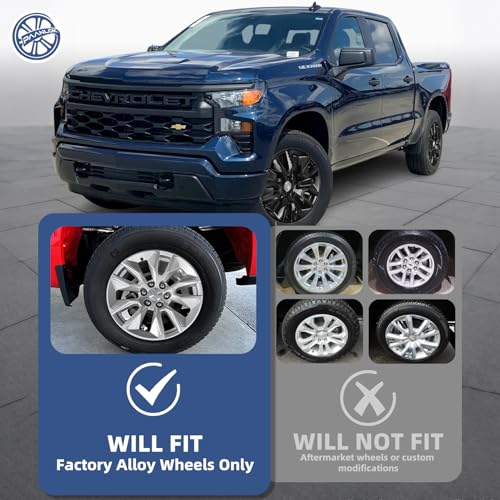 Paanlok 20 Inch Gloss Black ABS Wheel Skins for 2019-2026 Chevrolet Silverado 1500 & 2021-2024 Tahoe Suburban, Fits OEM Alloy Wheels 23376221 & 23376222, Snap-On Wheel Covers, 4-Pack by PAANLOK - Used condition - Image 3
